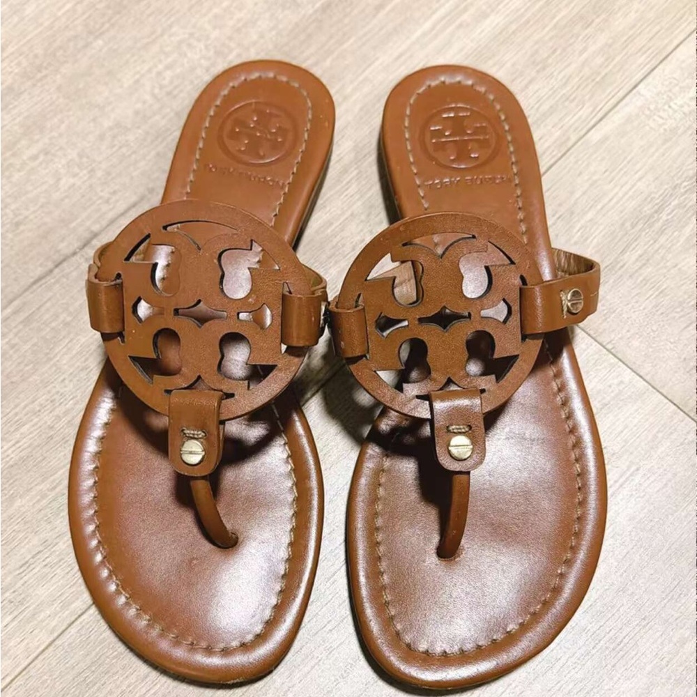 Tory Burch Brown Leather Cutout Sandals